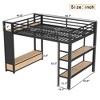 Racxily Loft Bed Frame with Wardrobe,Metal Loft Bed with Storage Shelves and Pegboard,Black - 4 of 4