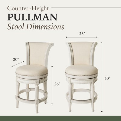 White Oak Swivel Counter Stool with Leather Upholstery