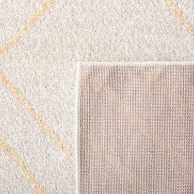 Ivory and Gold Geometric Runner Rug, 2'6" x 8'