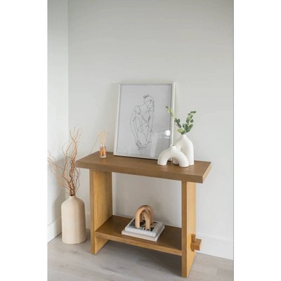 Virgo Light Brown Wood Console Table with Storage