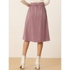 Allegra K Women's High Waist Solid Button Front A-Line Belted Corduroy Midi Skirt - 4 of 4