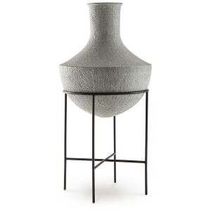 Signature Design by Ashley Estonbank 28.5" Metal Vase, Distressed Cream Finish - 1 of 4
