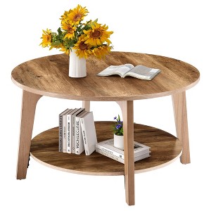 IONJOY 2-Tier Round Coffee Table with Storage - 31.5" Particleboard & MDF, Modern Minimalist for Living Room - 1 of 4