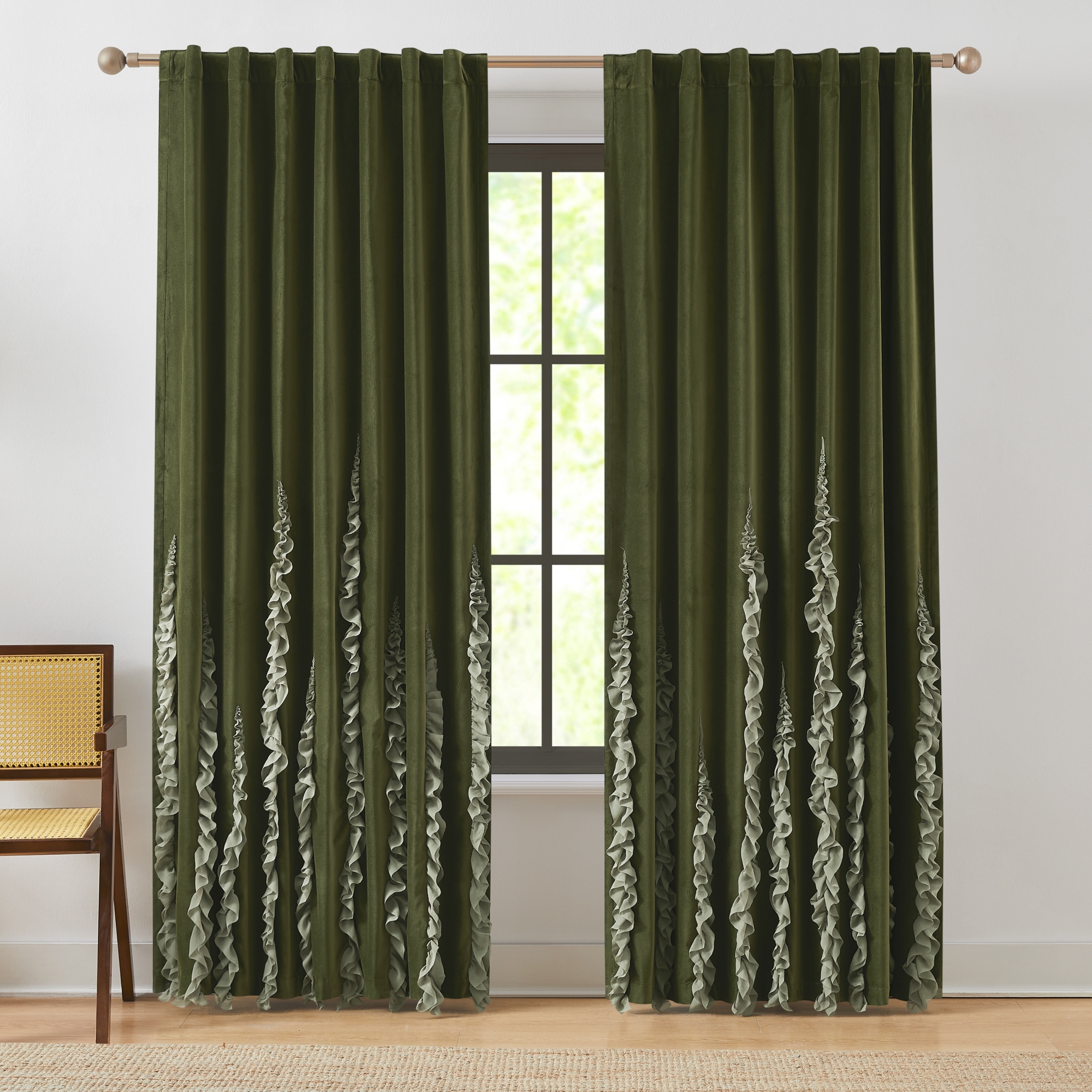 Chuks Collins x Lush Decor Verdant Path Blackout Window Curtain Panels Green Pair 50x84