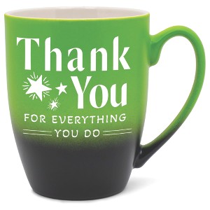 Elanze Designs Thank You Everything You Do Two Toned Ombre Matte Green and Black 12 ounce Ceramic Stoneware Coffee Cup Mug - 1 of 4