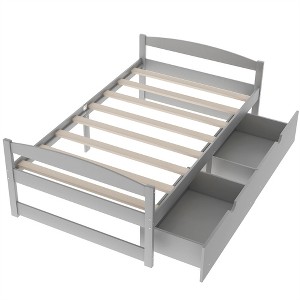 COWLOWN Twin Size Platform Bed with 2 Drawers, Storage Bed Frame with Wheels for Bedroom & Living Room - 1 of 4