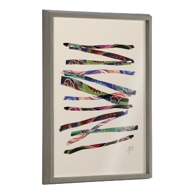 Kate and Laurel Blake Abstract Sticks 5 Framed Printed Glass by Jessi Raulet of Ettavee, 18x24, Gray