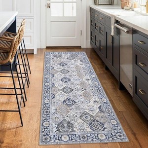 Trellis Area Rug - Washable vintage floral bohemian carpet with non-slip backing for entryways and bedrooms - 1 of 4