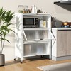Tangkula 4-Tier Kitchen Bakers Rack Microwave Stand w/ Flip Doors Universal Wheels White - 2 of 4