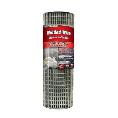 YardGard 2 x 25 Foot Heavy Duty Galvanized Welded Steel 1 x 1 Inch Square Mesh Design Poultry Netting/Wire Garden Fencing, Silver