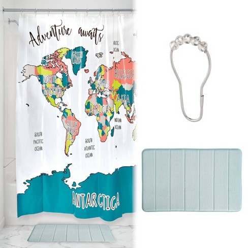 map of the world shower curtain target Adventure Map Shower Curtain With Memory Foam Mat And Ring Bundle map of the world shower curtain target