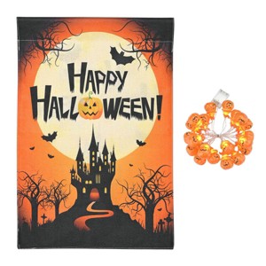 Yescom Halloween 20 feet Pumpkin String Light with Garden Flag Full Moon Jack O Lantern Outdoor Yard Decorations 2025 Orange - 1 of 4