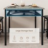 Kitchen Table with Bench, Dining Room Table Set for 4 with Upholstered Bench and Square Stools, Table Set with Storage -Black - 3 of 4