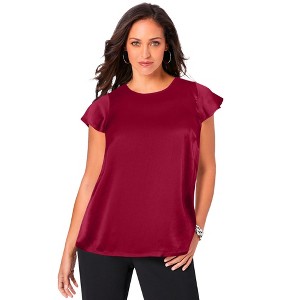 Jessica London Women's Plus Size Satin Blouse - 1 of 4