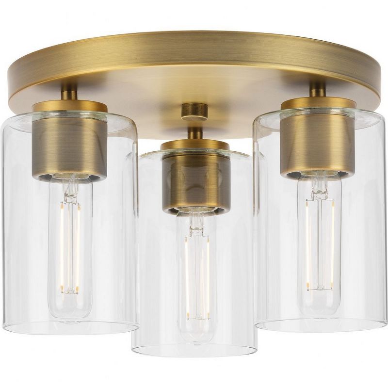 Progress Lighting Cofield 3-Light Flush Mount, Vintage Brass, Glass Shades: Add contemporary elegance to your space., 1 of 2