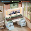 Bestier Executive Hutch Desk with Drawers & Charge Station, 78" H Office Desk LED Modern Wood Computer Desk with Cabinet & Keyboard Tray - 3 of 4
