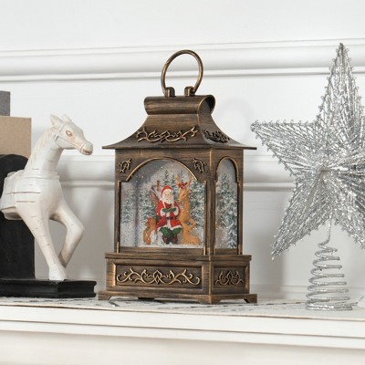 Whisen Christmas Snow Globe Lantern, Christmas Decoration for Holiday Party or Gift - Bronze
