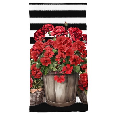 Briarwood Lane Spring Hand Towel 26x18 Striped Geraniums For Spring Towel