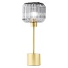 21" Jasmine Globe Shade Table Lamp Smoke - River of Goods: Brushed Gold Base, Retro Nightstand Lamp - 4 of 4