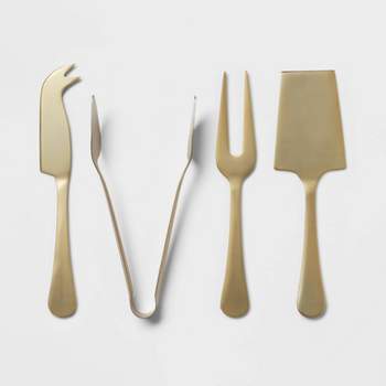 4pc Stainless Steel Cheese Serving Set Gold - Threshold™