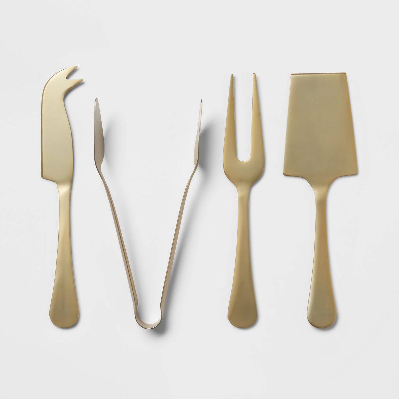 4pc Stainless Steel Cheese Serving Set Gold - Threshold&#8482;, 1 of 5