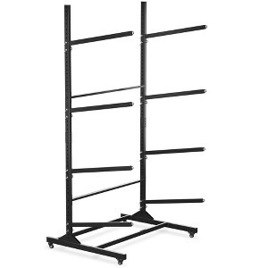 Black 2-Kayak Freestanding Storage Rack ¨C Heavy-Duty Adjustable Stand with Lockable Wheels for Kayak/Canoe/SUP (Indoor/Outdoor Use, 1-Pack) - 1 of 4