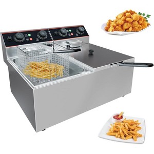 Acekool 6L Commercial Deep Fryer, Countertop Electric Fryer with Basket & Lid, Adjustable Temp Control, Stainless Steel for Restaurant & Home - 1 of 4