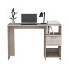 Vynxaria Modern Naxos Computer Desk - 43.3"W, Light Gray, 1-Drawer & 2 Open Storage Shelves - 4 of 4