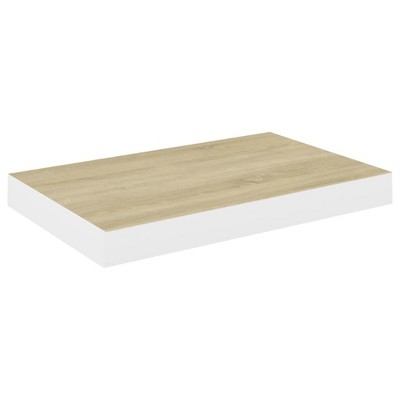 vidaXL Floating Wall Shelf Oak and White 15.7"x9.1"x1.5" MDF