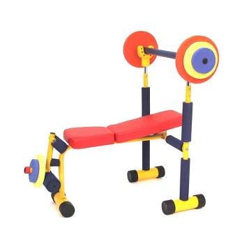 Fun & Fitness For Kids Weight Lifting Bench Set for Kids 3-6 with Dense Foam Weights and Adjustable Bench (WCR-9204)