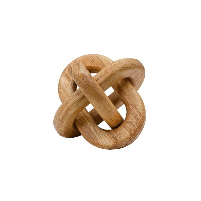 6" Olin Natural Wood Linked Knot Accent Small Decorative Tabletop Sphere Figurine