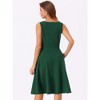 Allegra K Women's Sleeveless Boat Neck High Waist Fit and Flare Work Dresses - 3 of 4
