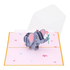Unique Bargains Elephant Thickened Paper 3D Funny Birthday Cards for Best Friends Gift - 1 of 4