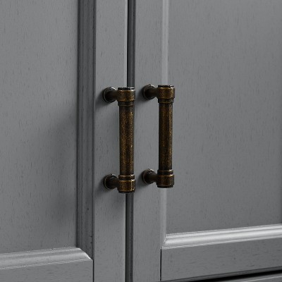 Distressed Gray 2-Piece Traditional Pantry Set with Metal Hardware