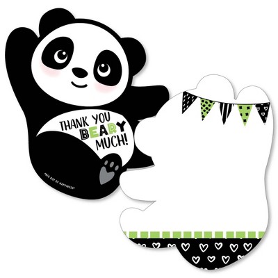 Big Dot of Happiness Party Like a Panda Bear - Shaped Thank You Cards - Baby Shower or Birthday Party Thank You Note Cards with Envelopes - Set of 12