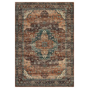 Washable Vintage Rug Non Slip Low Pile Rug Soft Throw Floor Cover Floral Foldable Indoor Carpet for Living Room Bedroom Playroom Nursery - 1 of 4