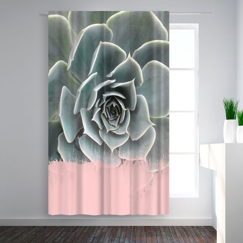 Americanflat Pink On Succulent by Emanuela Carratoni Blackout Rod Pocket Single Curtain Panel 50x84, 1 of 3