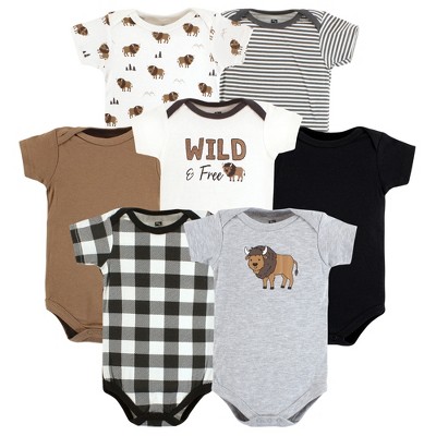 Hudson Baby Infant Boy Cotton Bodysuits, Gray Safari Life, 3-6 Months