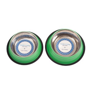 Country Living Set of 2 Ribbed No-Tip Non-Skid Pet Bowls - Durable & Safe for Dogs - Prevents Spills, Easy to Clean - 1 of 4