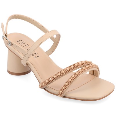 Journee Collection Womens Lornnah Beaded Strap Heeled Sandals