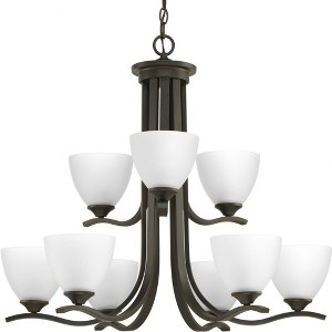 Progress Lighting, Laird, 9-Light Chandelier, Brushed Nickel Finish, Glass Shades - 1 of 2