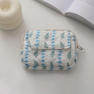 Anna-Kaci Women's Quilted Floral Coin Purse - Small Lightweight Cosmetic Bag with Zipper and Snap Pocket - 1 of 3