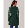 Seta T Women's Lace Sleeve High Low Hem Crewneck Blouse - 4 of 4