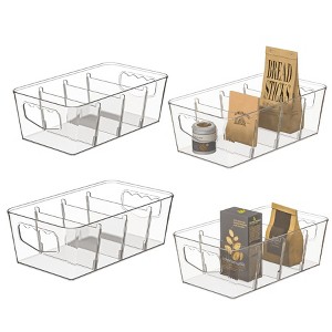 Hachikiko Fridge Organizer Bins - Clear Plastic Storage Baskets with Removable Dividers & Handles - 1 of 4