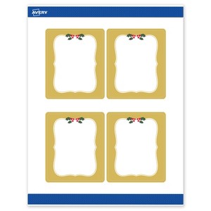 Avery Labels, 4" x 3-1/3", Gold-Metallic Berries, Matte, 40ct - 1 of 4