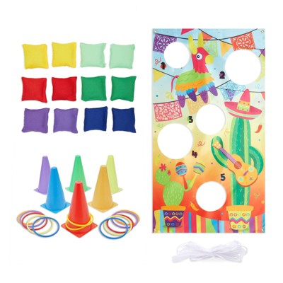 Blue Panda 33 Pieces Toss Game for Kids Fiesta Birthday Party with Cones and Bean Bags