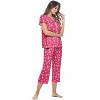Casual Nights Women's Rayon Printed Short Sleeve Capri Pajama Set - 2 of 4