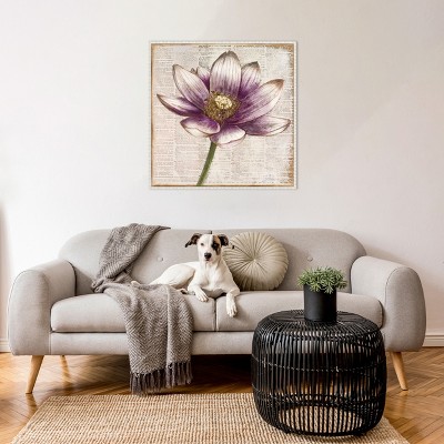 Patricia Pinto Framed Lotus Flower Canvas Art with Beaded Perimeter