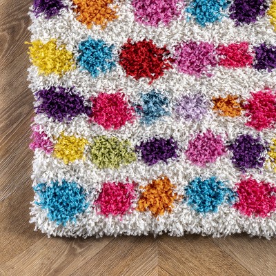 Sunny Spots Multicolor Shag Rug for Kids, 40" Round Synthetic