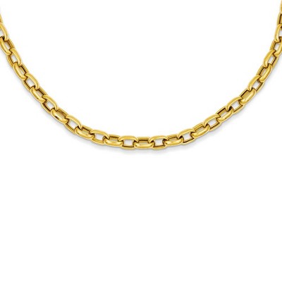 Black Bow Jewelry 14k Yellow Gold 4.5mm Polished Hollow Rolo Chain Necklace, 18 Inch